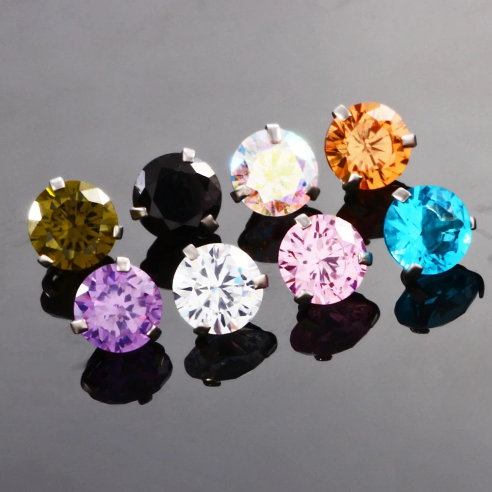 

6 Pcs Zircon Navel Belly Jewelry Ring Rings Stainless Steel Button Bellybutton for Women