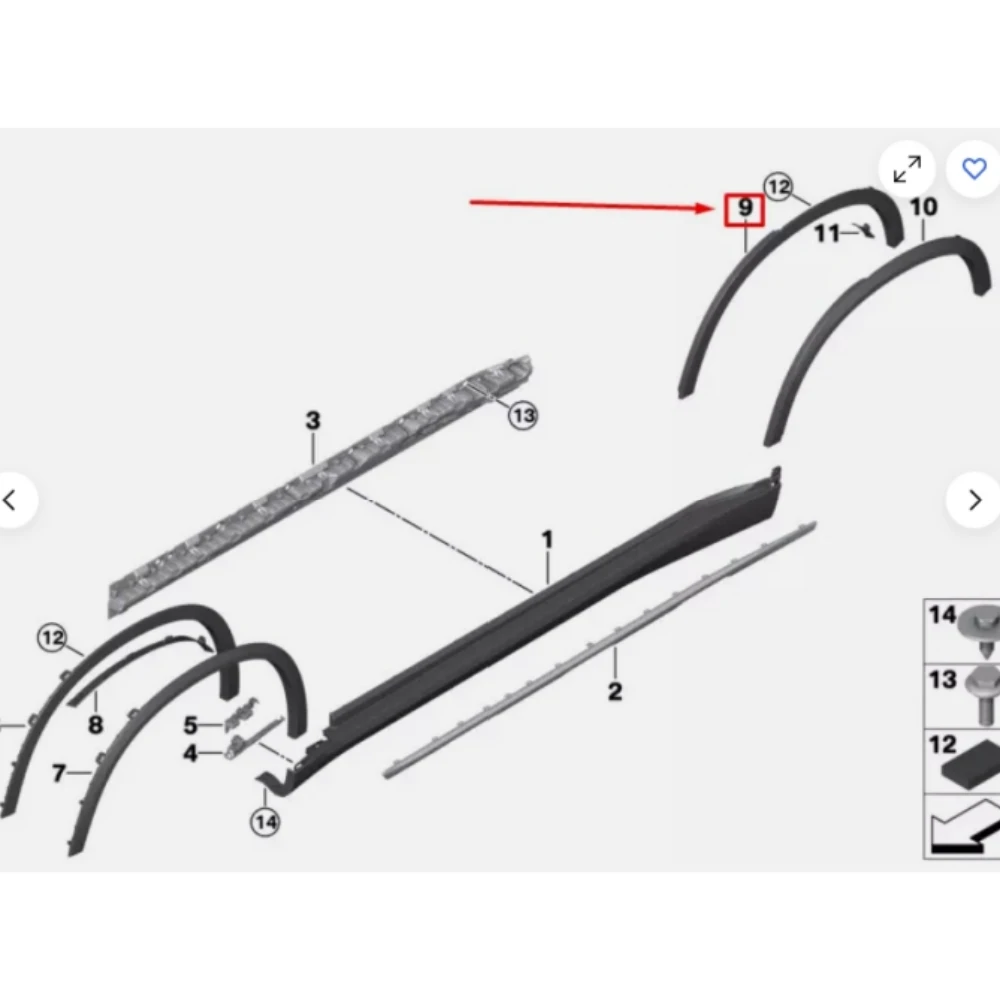 Front and rear tire fender mudguards For BMW X5 G05  OEM 51777441058 51777441057 51777425452 51777425451