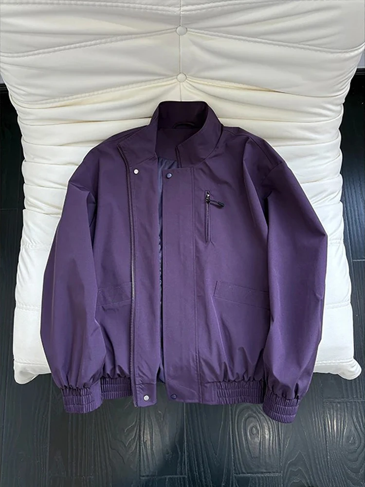 

Мужская рабочая куртка Cleanfit Purple с воротником-стойкой, устойчивая к износу, в американском стиле, бейсбольная куртка для весны и осени
