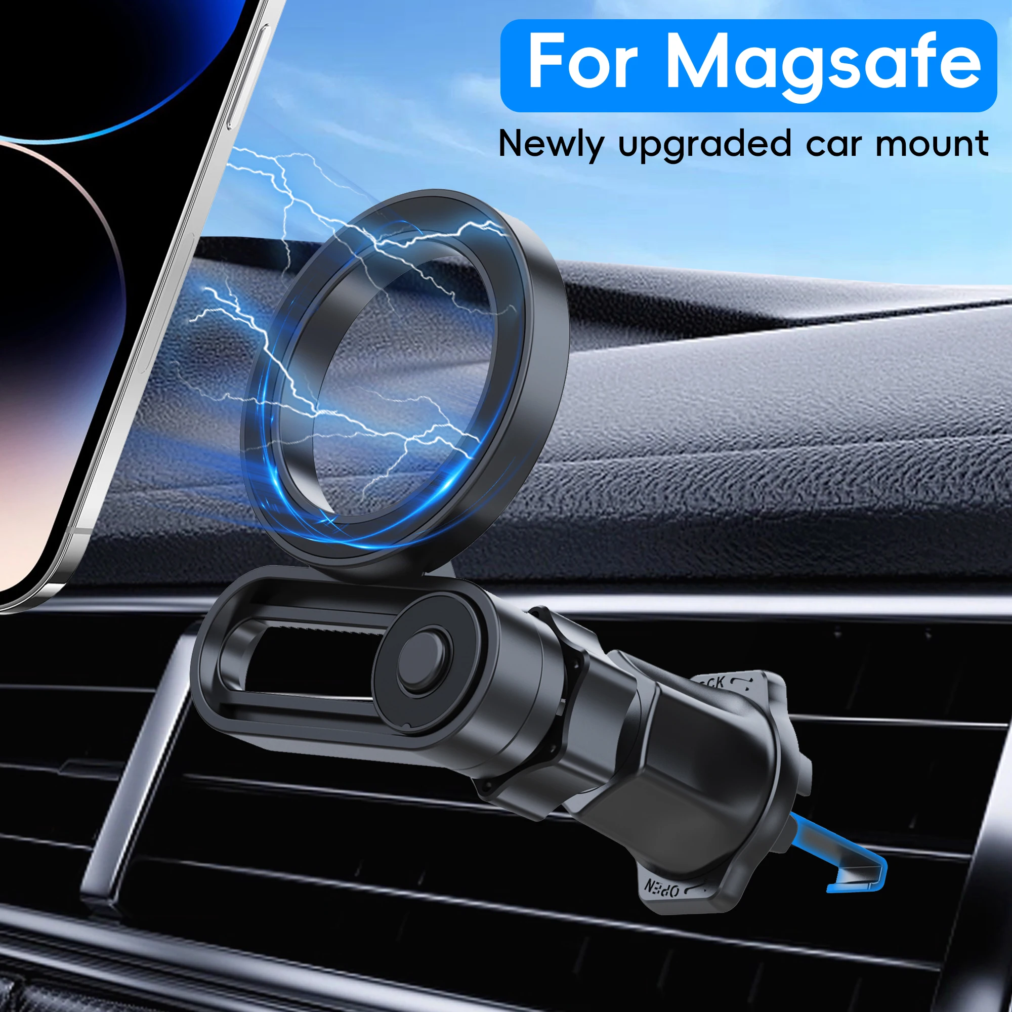 Magnetische Handyhalterung fürs Auto Kompatibel mit MagSafe, Blockiert Nicht die Lüftung, Verstärkte Magnetkraft Auto-Handyhalterung für iPhone