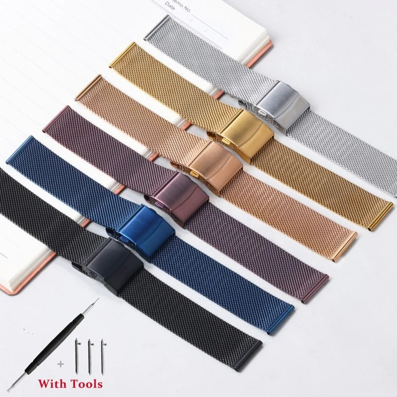 

20mm 22mm Quick Release Milanese Watch Strap 0.6mm Thicken Stainless Steel Watch Band Replacement for Universal Watch Bracelet