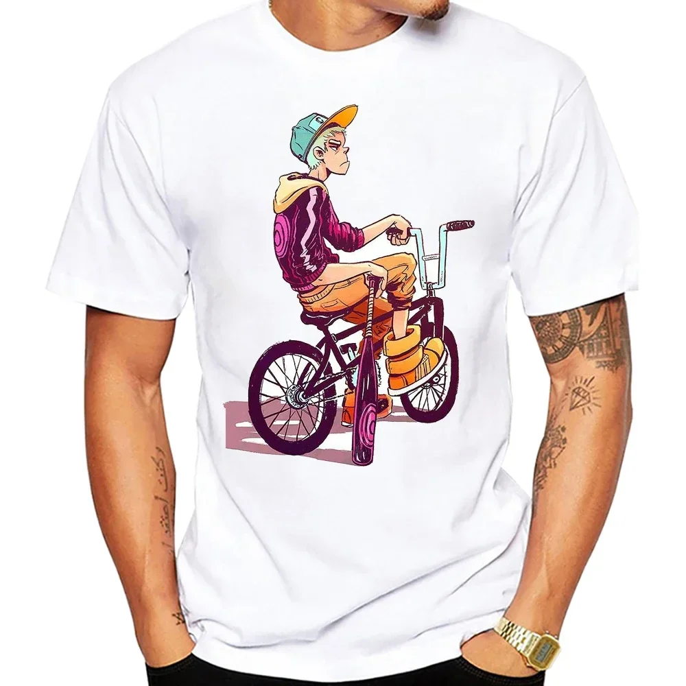 FUnny Anime Three Dad Fixed Gear Bicycle Cycling Fashion Vintage Classic T-Shirt Summer Men Short Sleeve Hip Hop Casual Tees