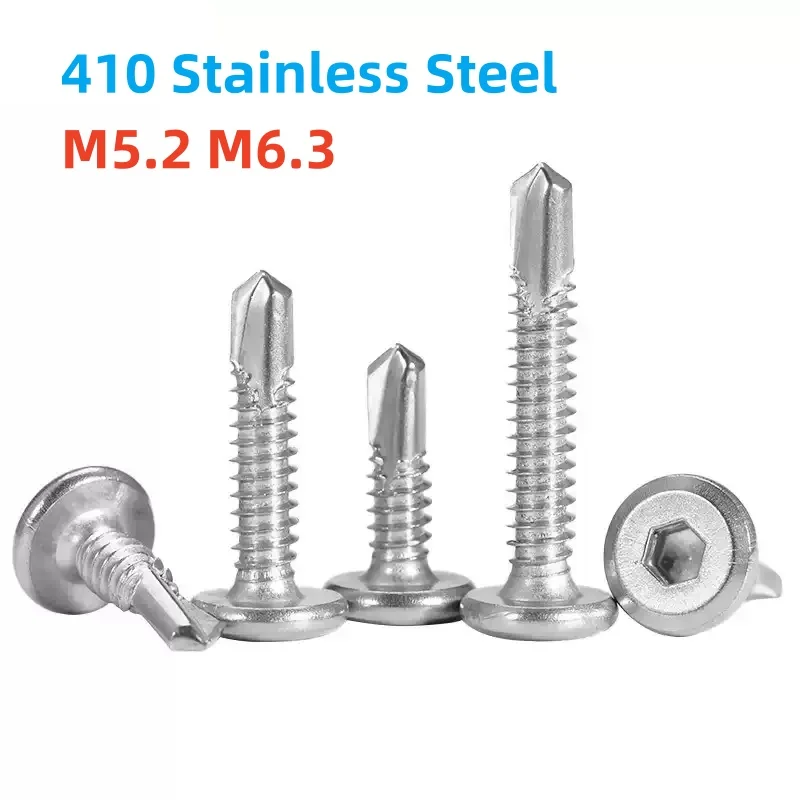 M5.2 M6.3 410 Stainless Steel Flat Head Hexagonal Chamfered Self Tapping Self Drilling Dovetail Screw Length: 16-50 mm