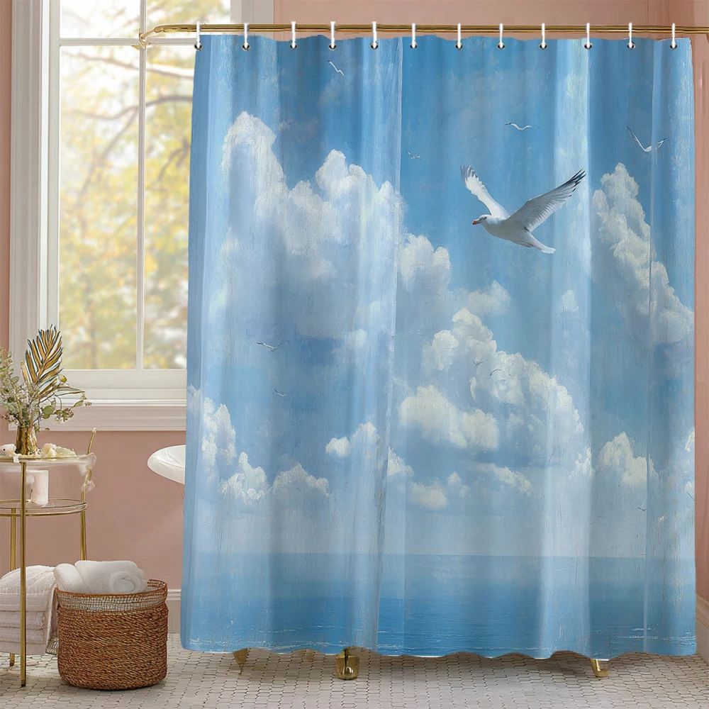 

Sunny blue sky scenery Shower Curtain, Bathroom Decorative Shower Curtain, Waterproof Shower Curtain with Hooks