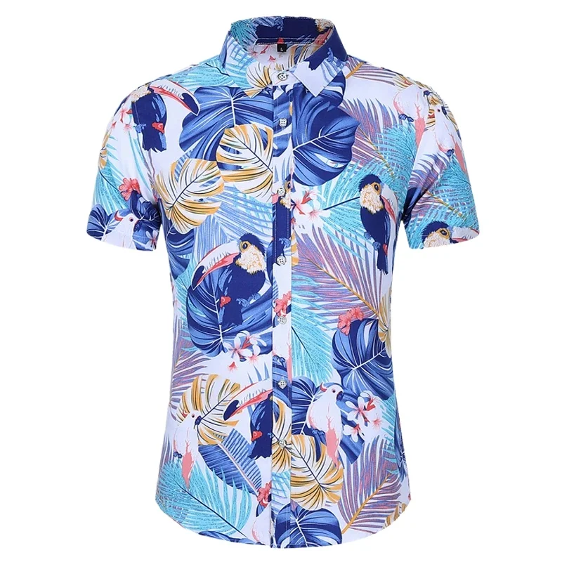 

Летние рубашки для мужчин 2025 Camisa Masculina, винтажная Hawaiana Hombre, рубашка на пуговицах с короткими рукавами и цветочным принтом, мужские топы Blusas