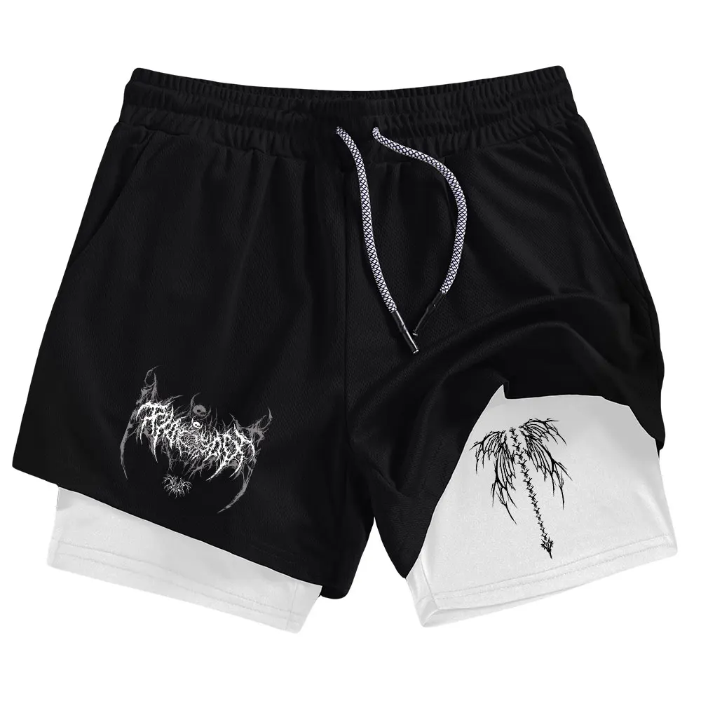 

Y2K мужские шорты для выступлений с принтом крыльев и скелета, летние шорты для баскетбола, спортзала, спортивные шорты для фитнеса, бега, бега