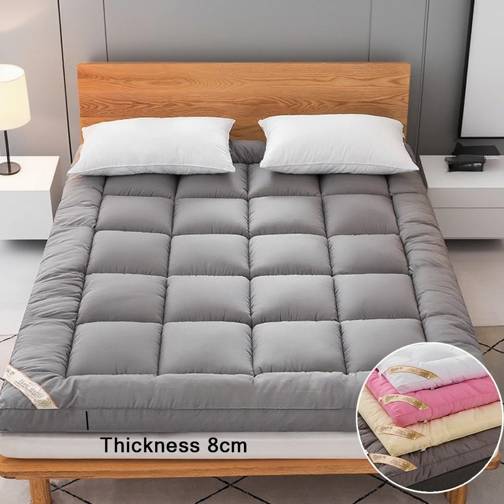 

Thicken Fluffy Mattress Toppers Queen Four Seasons Soft Mattress Pad Fits Twin/Full/Queen/King Home Student Dormitory Bedding