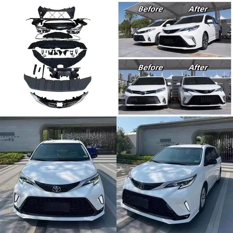 Front Bumper Assembly for Sienna 2011 2012 2013 2014 2015 2016 2017 2018 2019 2020 Old Model to New Body Kit Car Exterior