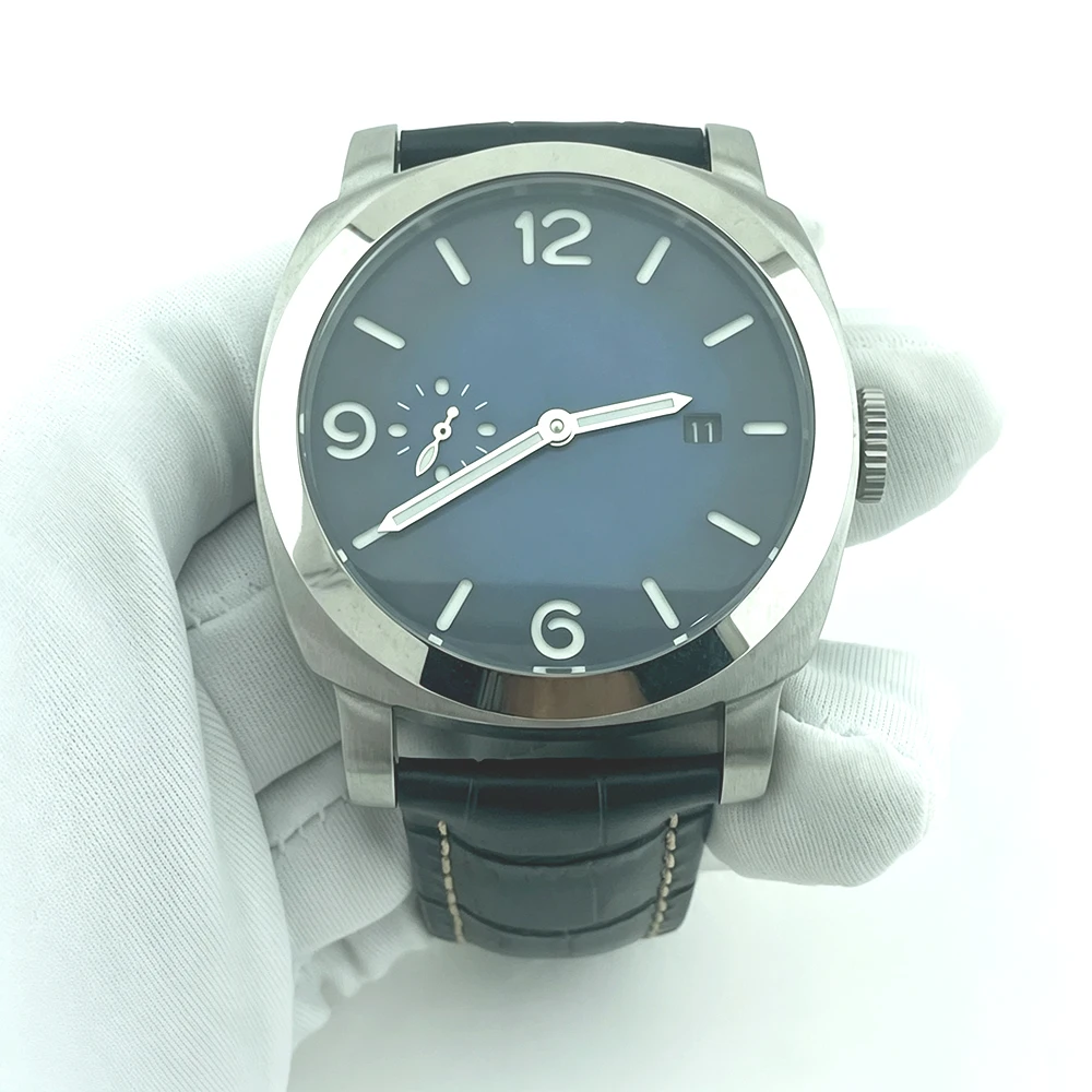 44mm Men's Automatic Mechanical Watch Seagull ST2555 Movement Stainless Steel Case Strength Mineral Glass Leather Bracelet
