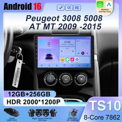 Car Android 16 For Peugeot 3008 5008 AT MT 2009 -2015 Auto Stereo Multimedia Radio Player GPS Carpla NO 2din DVD QLED Screen