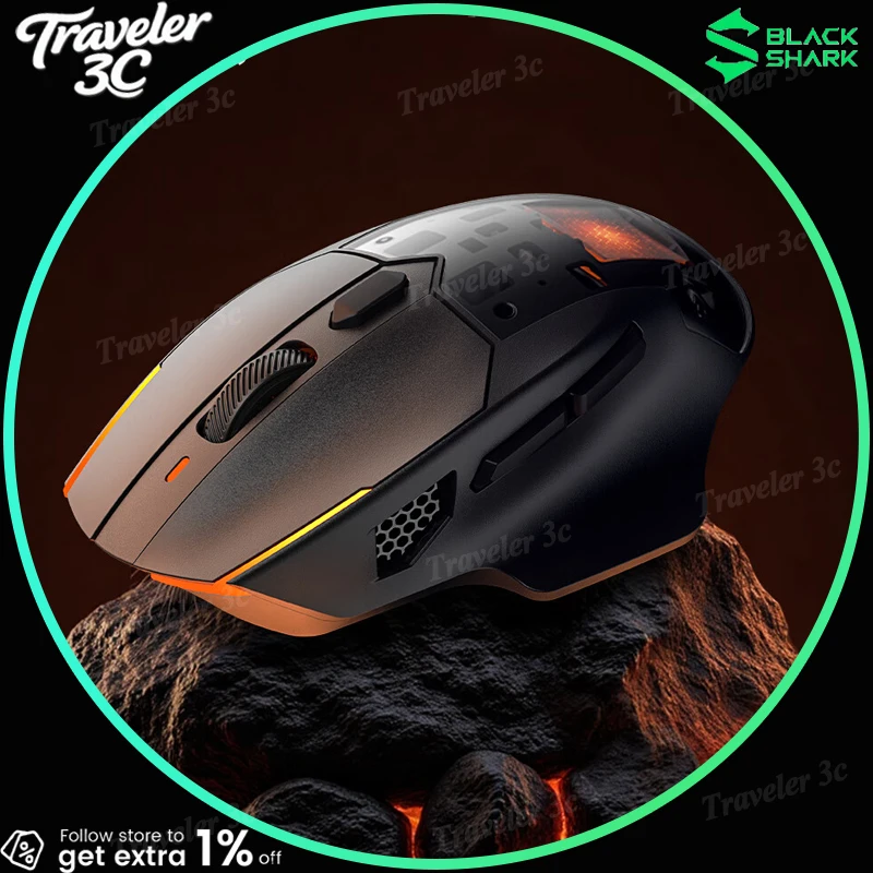 Black Shark NearLink Gaming Mouse Thermal TEMPX Cold and Warm Automatic PAW3950 Dual 8K 1000MAH Battery capacity RGB Light PC