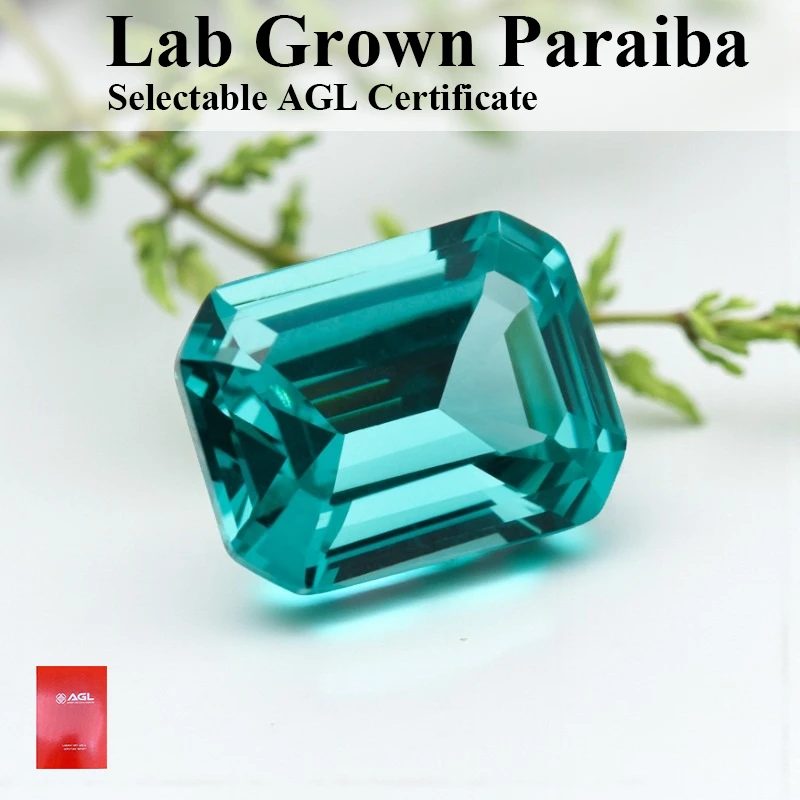 

Lab Grown Paraiba Emerald Cut Charms Loose Gemstone for DIY Jewelry Making Materials Selectable AGL Certificate
