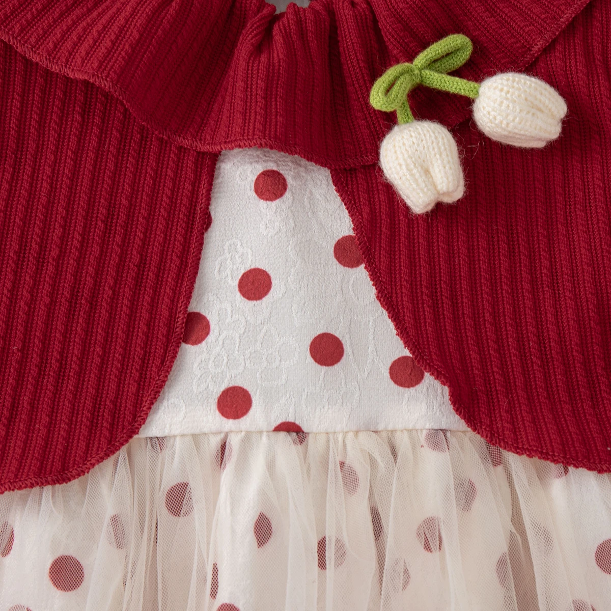 Girls' Dresses Spring/Fall All-Over Polka Dot Tulle Long-Sleeve Baby Girls Dresses Adorable Princess-Style Baby Dresses Baby Gir image 5