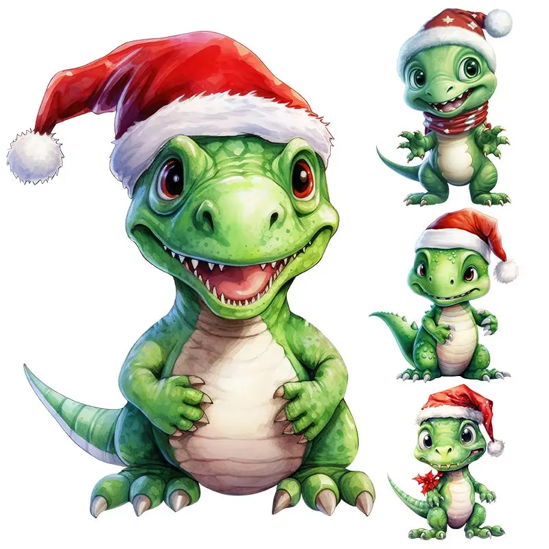 M433 Merry Christmas Dinosaur Wall Sticker Removable Home Decoration Decals for Bedroom Kitchen Living Room Walls Decor