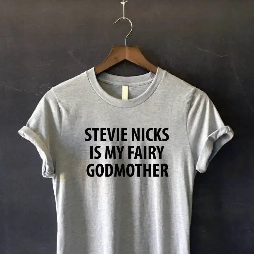 2024 Women Stevie NicksT-shirt Fleetwood Mac Shirt Stevie Nicks Is My Godmother Graphci Tee Tumblr Shirt y2k harajuku Cottton