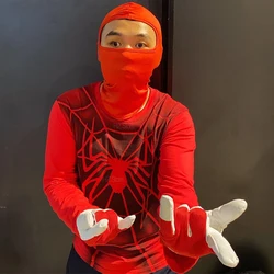 Toby The Battle Suit of Spider-Man, Red T-Shirt, Superhero Cosplay Costume, Thin Shirt, Cos Mask for Man Birthday Gift