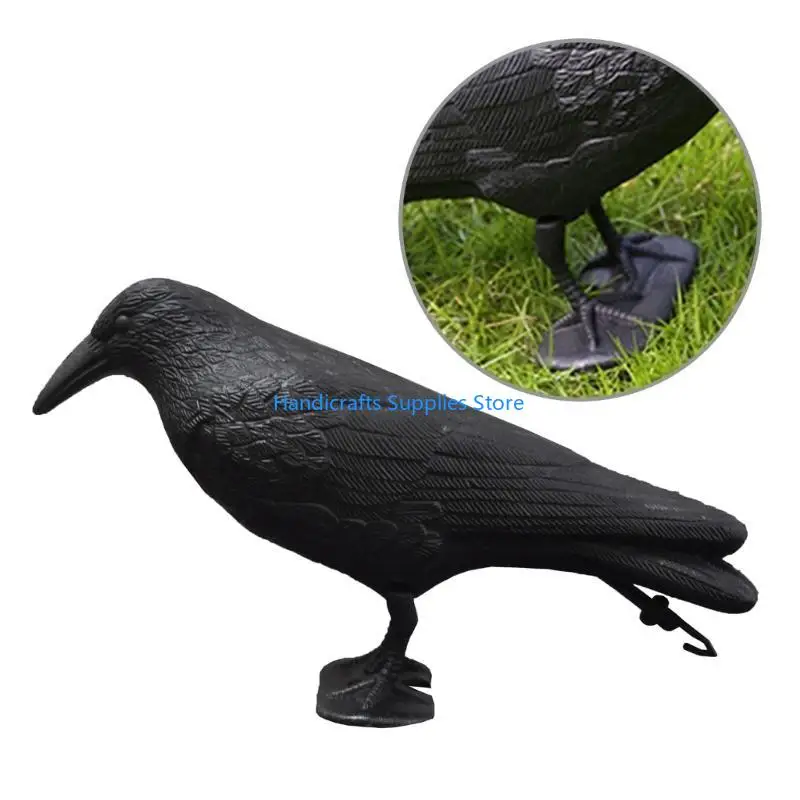 R1WA Crow Statues Crow Figure Crow Bird Figures Stand Flying Halloween Bird Decorations for Yard Garden Deck Decorations