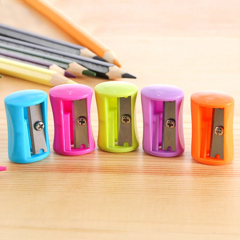 

50 Pcs Portable Hand Crank Pencil Sharpeners Kid Manual Cartoon Eyebrow Student