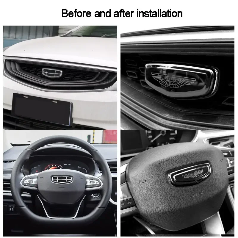 For Geely Coolray Geely Tugella Atlas Pro Azkarra 2015-2022 Black Badge Logo Emblem Decal Racing Grill Hood Sticker Styling