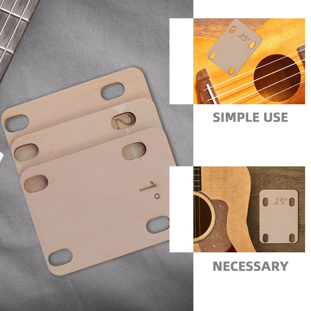 3 Pcs Guitar Neck Shims Wooden Electric Bass Spacers Replacement Parts for Precise Adjustment Optimal Playability Quick