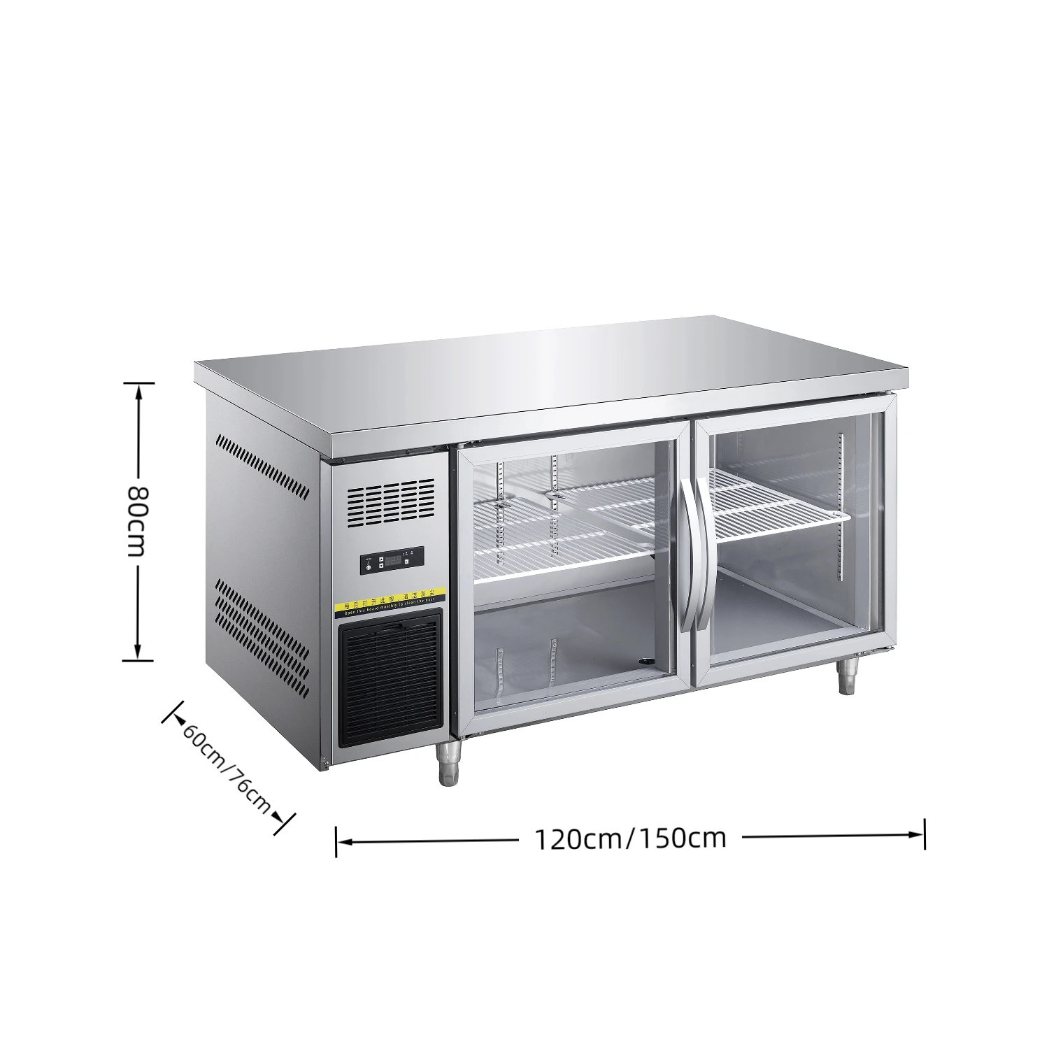 Commercial Home Kitchen air Cooled Wide Panel Ready 290L Stainless One Door Two Drawers Undercounter Refrigerator