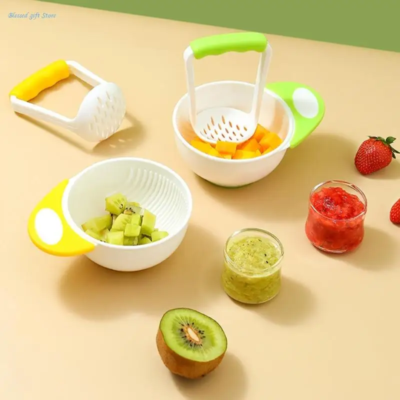 Grinding Bowl Set Baby Masher Bowl with Handle Vegetable Puree Masher Bowl