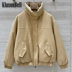 10.12 KlasonBell Women Clothes Double-Sided Wear Down Jacket  Stand Collar Hem Elastic Thick Keep Warm Zipper Down Outerwear