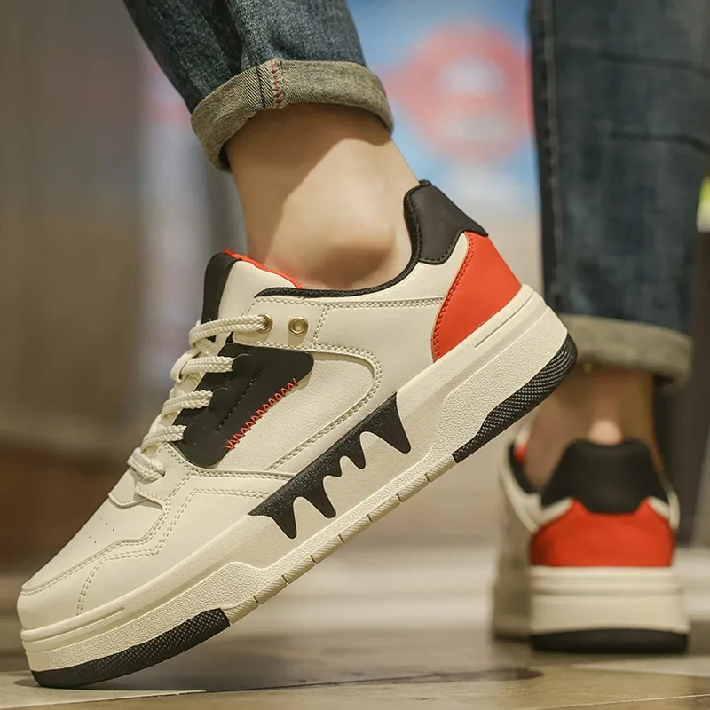 

Men's Casual oes Leather Spor Thi Boted All-Match Flat Board oes Comfortable Breathable for Autumn Season