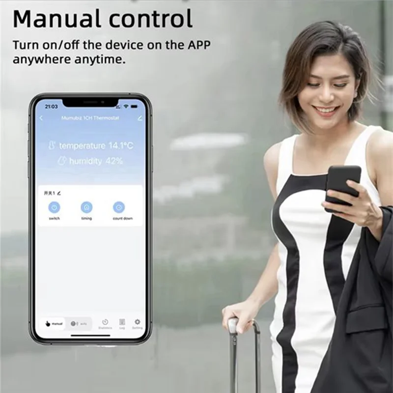 ABJF-Tuya Wifi 1-Way Smart Switch Temperature Sensor AC 85-250V Wireless Smart Switch With Remote Controller