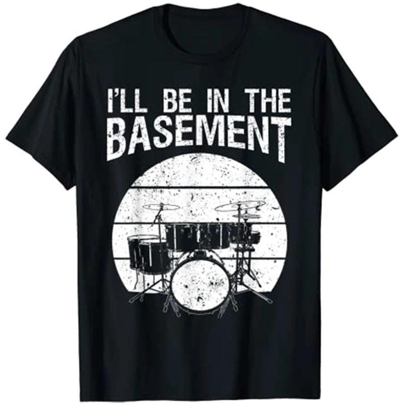 Funny Drummer Art for Men Women Drum Set Drumming Lovers T-Shirt Y2k Music Lover Graphic Unisex Clothing Novelty Tee Gift Cotton