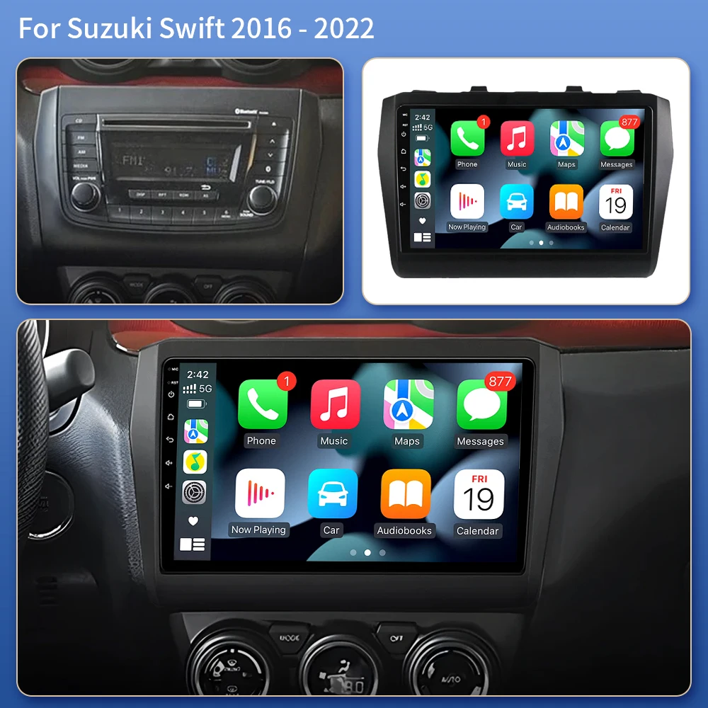 Android 16 For Suzuki Swift 2016-2022 Car Radio Stereo Multimedia Navigation GPS Video Player DSP QLED Wireless Carplay 4G