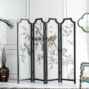 مرسومة باليد الخشب الصلب التقسيم قابلة للطي المنقولة التقسيم الرجعية جدار غرفة المعيشة على الطراز الصيني الجديد أعلى 12 مبيعات الأكورديون الصينية - رقم 4