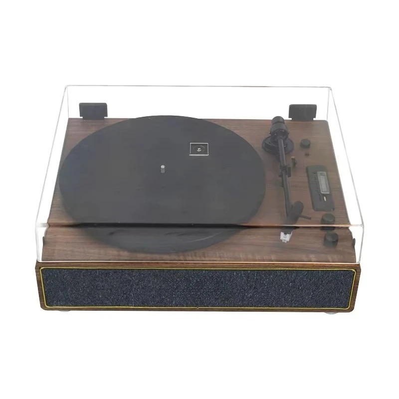 Desktop 3-speed vinyl turntable turntable hot sale basic music sound quality with bluetooth, FM, USB, tf card