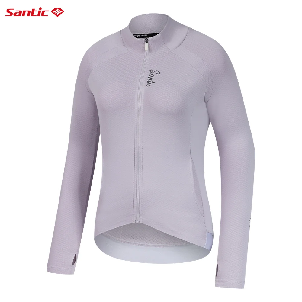 

Santic Women's Fleece Cycling Jackets Long Sleeve Bike Jerseys Keep Warm Fully Zippered with Pockets KL25C01191