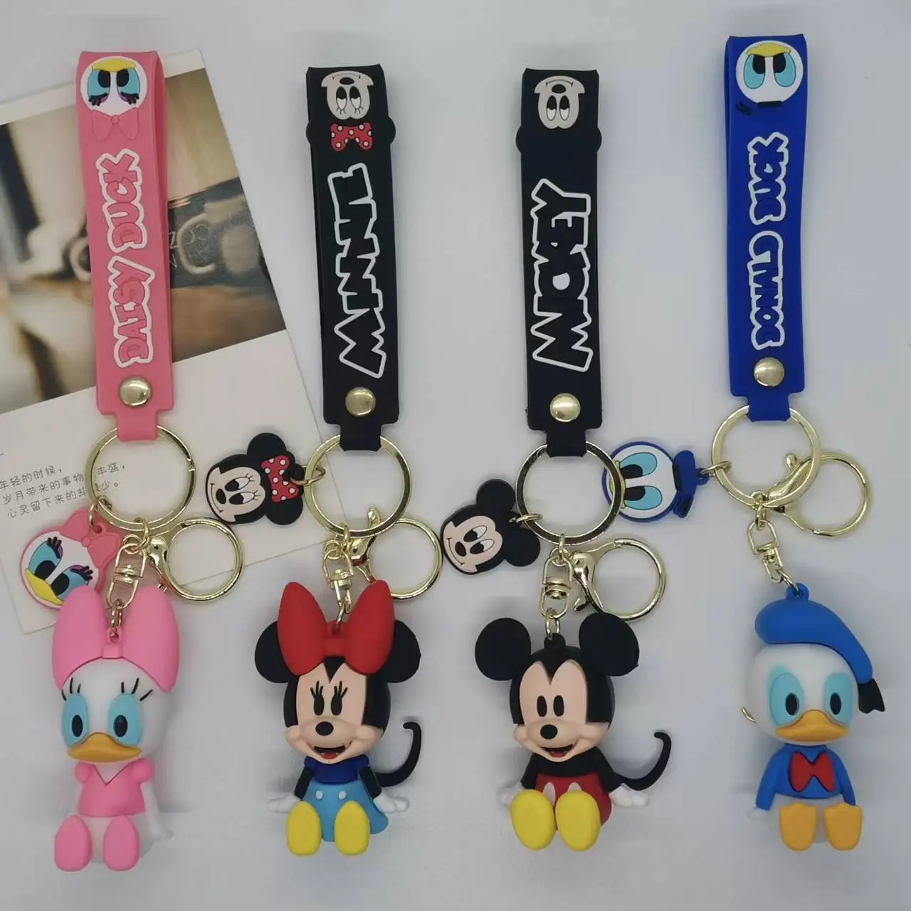 

New Creative Sitting Posture Mickey Minnie Series Keychain Couple Bag Car Keychain Accessories Wholesale Y2k Fashion Toys Anime