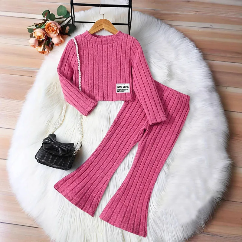 

Autumn Kid Girl Clothes Long Sleeve Warm Tops+Flare Trousers 2Pcs Girl Suit Fashion Costume Children Outfit Baby Tracksuit A1372