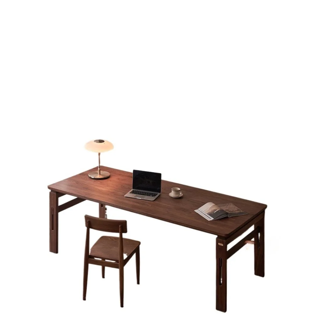 

Black walnut dining table large desk all solid wood home double desk
