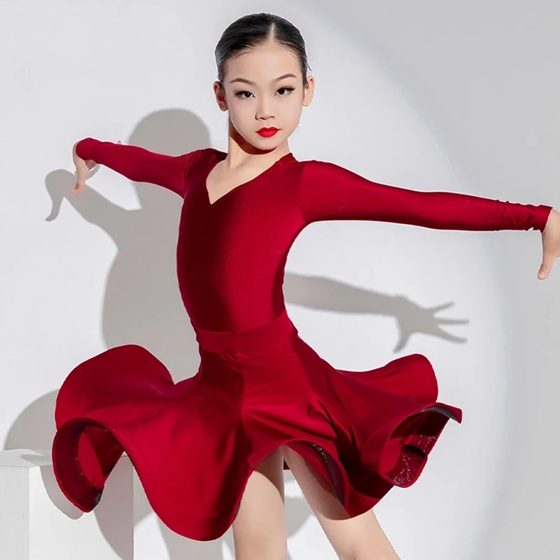 Vestido de dança latina feminino profissional padrão nacional vestido de dança latina das crianças vestido latino roupas de competição de salão