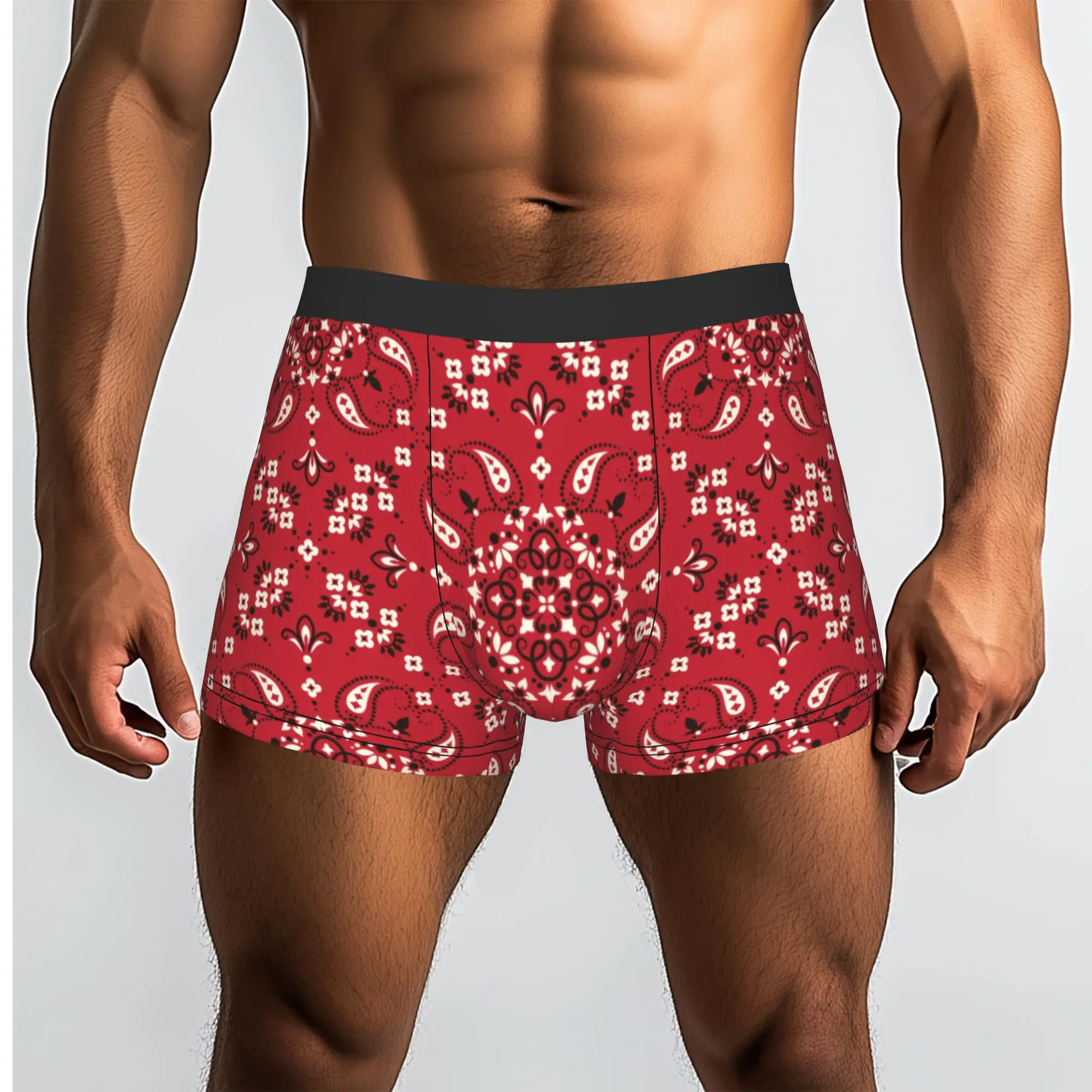 Custom Boho Vintage Bandana Paisley Print Boxers Shorts Men's  Briefs Underwear Funny Underpants