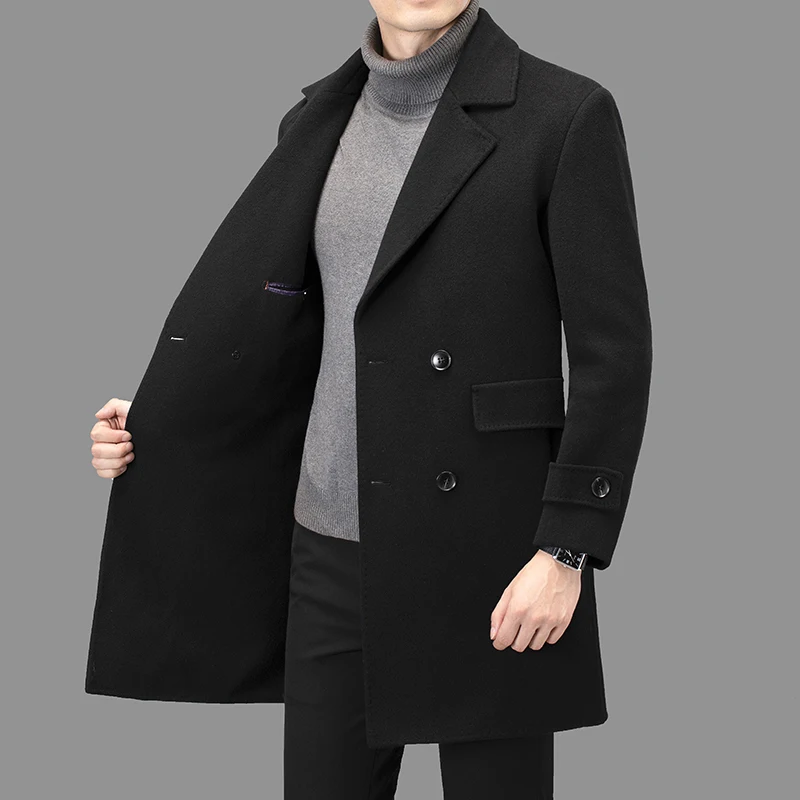 2023 new arrival winter Double-sided wool coat thicked trench coat detachable down inner liner casual woolen jackets size M-XXXL