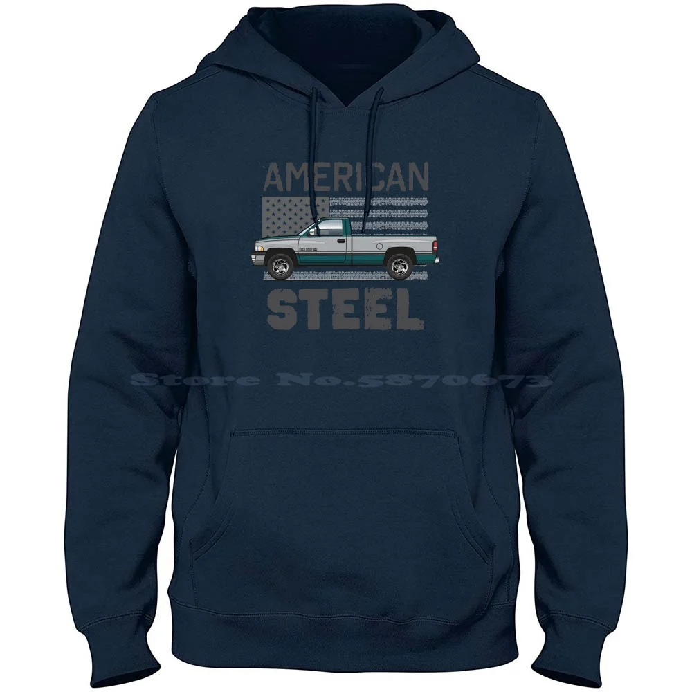 Steel-Emerald Green And Silver 100% Pure Cotton Hoodie Tshirt 1500 2500 Sport 1994 1995 1996 1997 Pickup Truck Slt Laramie 4X4