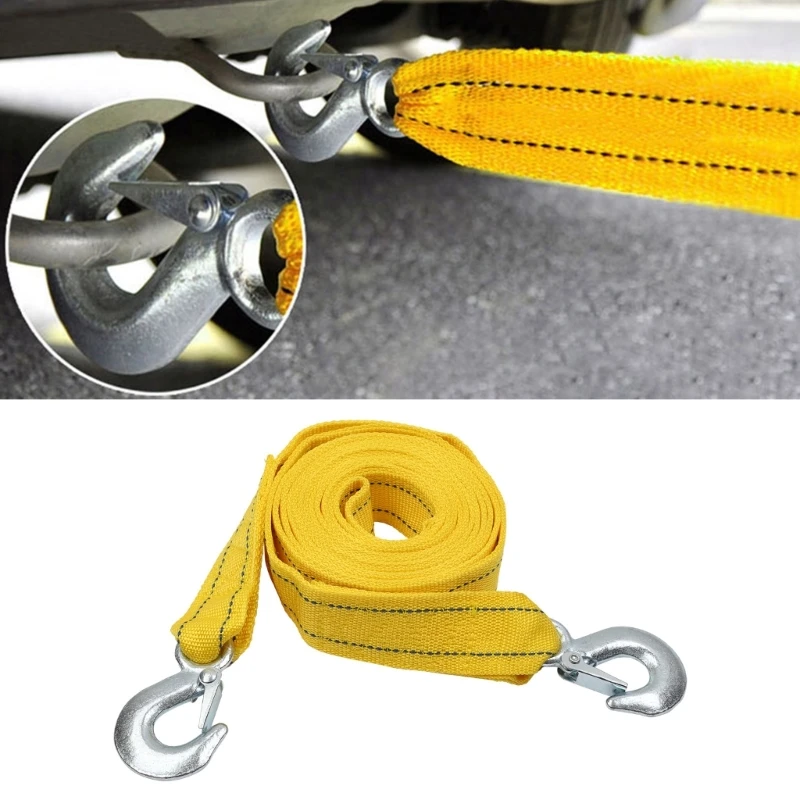 Car Towing Pull Rope Strap, Cabo de reboque, Ganchos de aço forjado, Road Recovery, KXRE, 4m