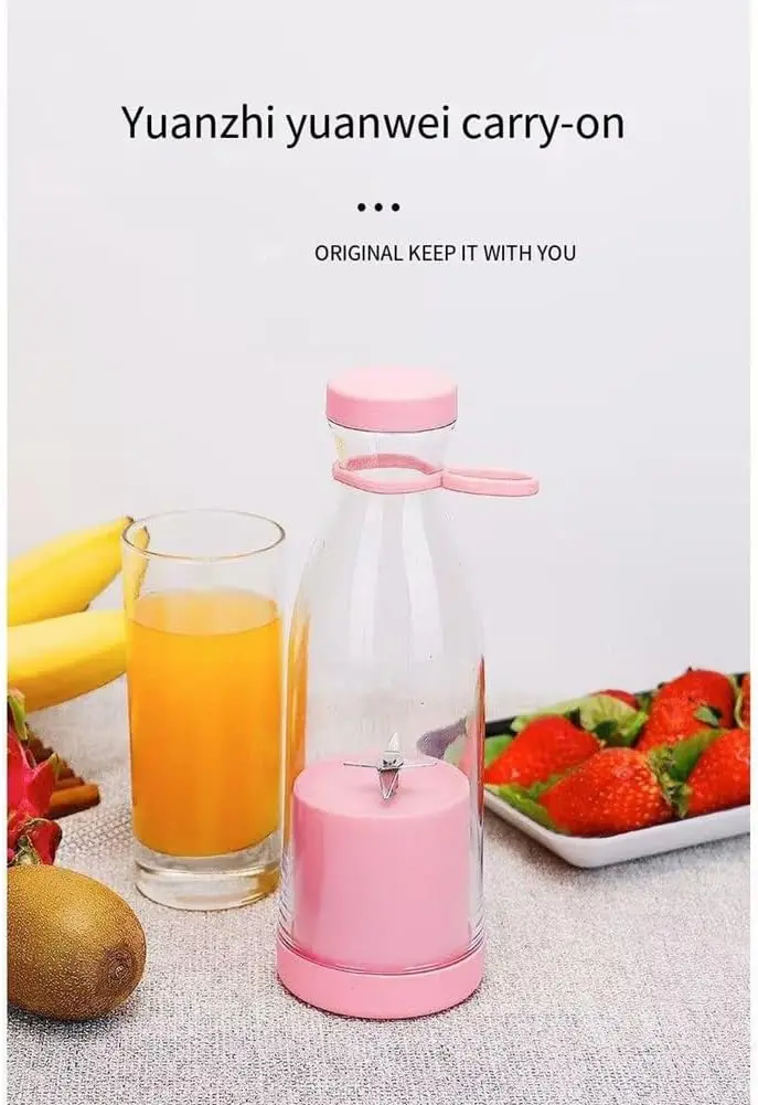 420ml Wine Bottle Electric Juicer Mini Portable Blender Fruit Mixers 6 Blades Charging Juicer Cup Small Household Juicer Blender