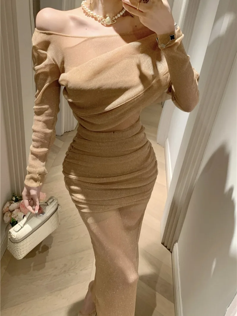 

Pure Desire Sexy Me Long Sve Dr женское осенне-зимнее винтажное женское яркое прозрачное облегающее длинное платье с драгоценными камнями