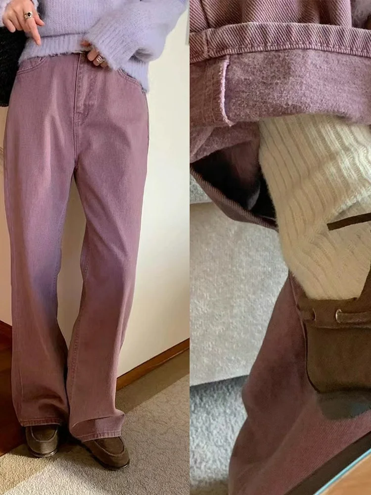 

High Waist Straight Leg Jeans Women's Casual Vintage Sle Cotton Denim Pants Ele Autumn Faion Ladies' Premium Quali