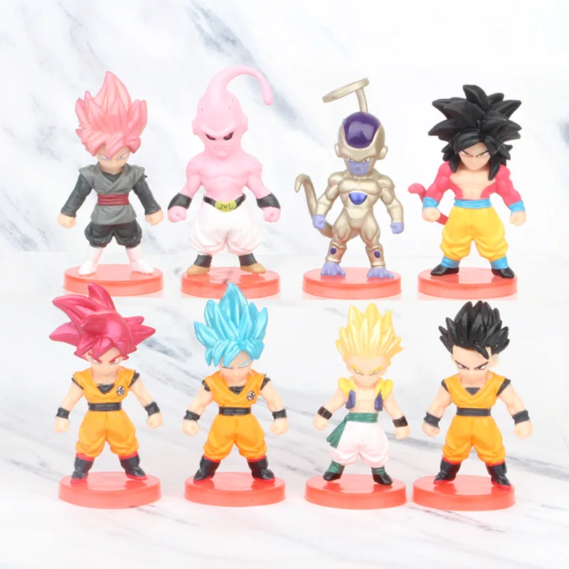 Figuras de acción de Dragon Ball Super Saiyan, Goku, Vegeta, muñecos de PVC DBZ, juguetes coleccionables hechos a mano, regalos para niños, 8 unidades por juego