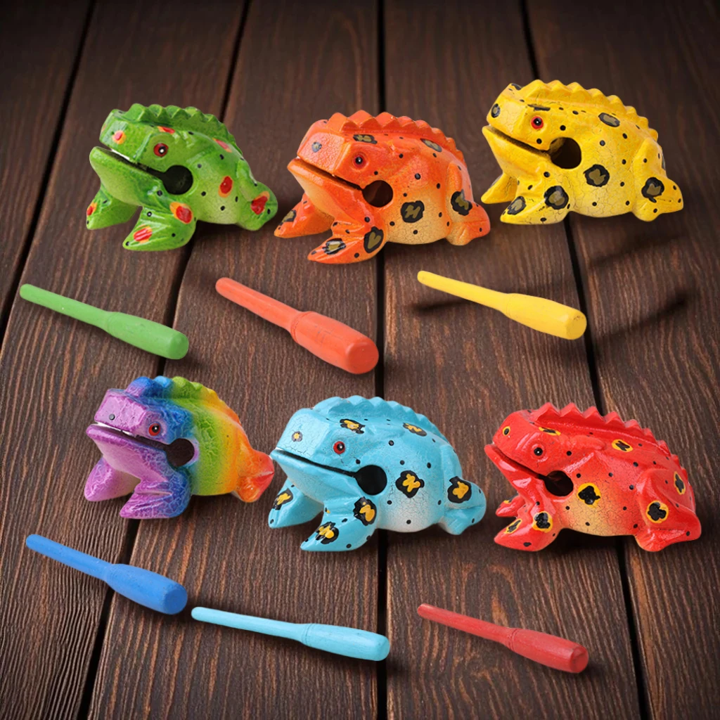 Bunte hölzerne Frosch-Guiro-Raspel, handgefertigtes hölzernes Frosch-Musikinstrument, afrikanisches hölzernes Frosch-Raspel-Musikinstrument für Erwachsene