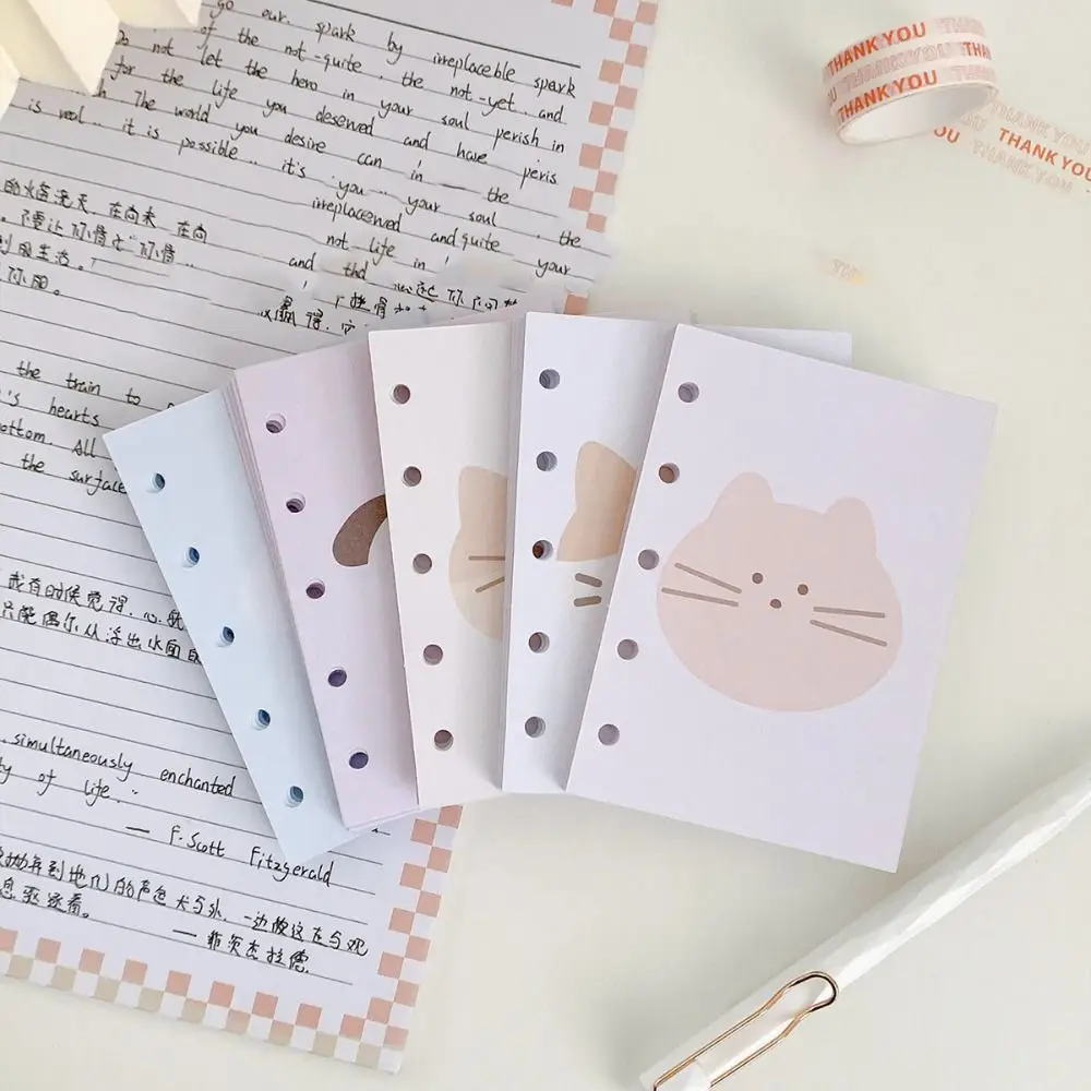 Cat M5 Loose Leaf Refill Paper Cartoon 30Sheets Refill Spiral Binder Inner Pages Indexing Cards Inside Paper