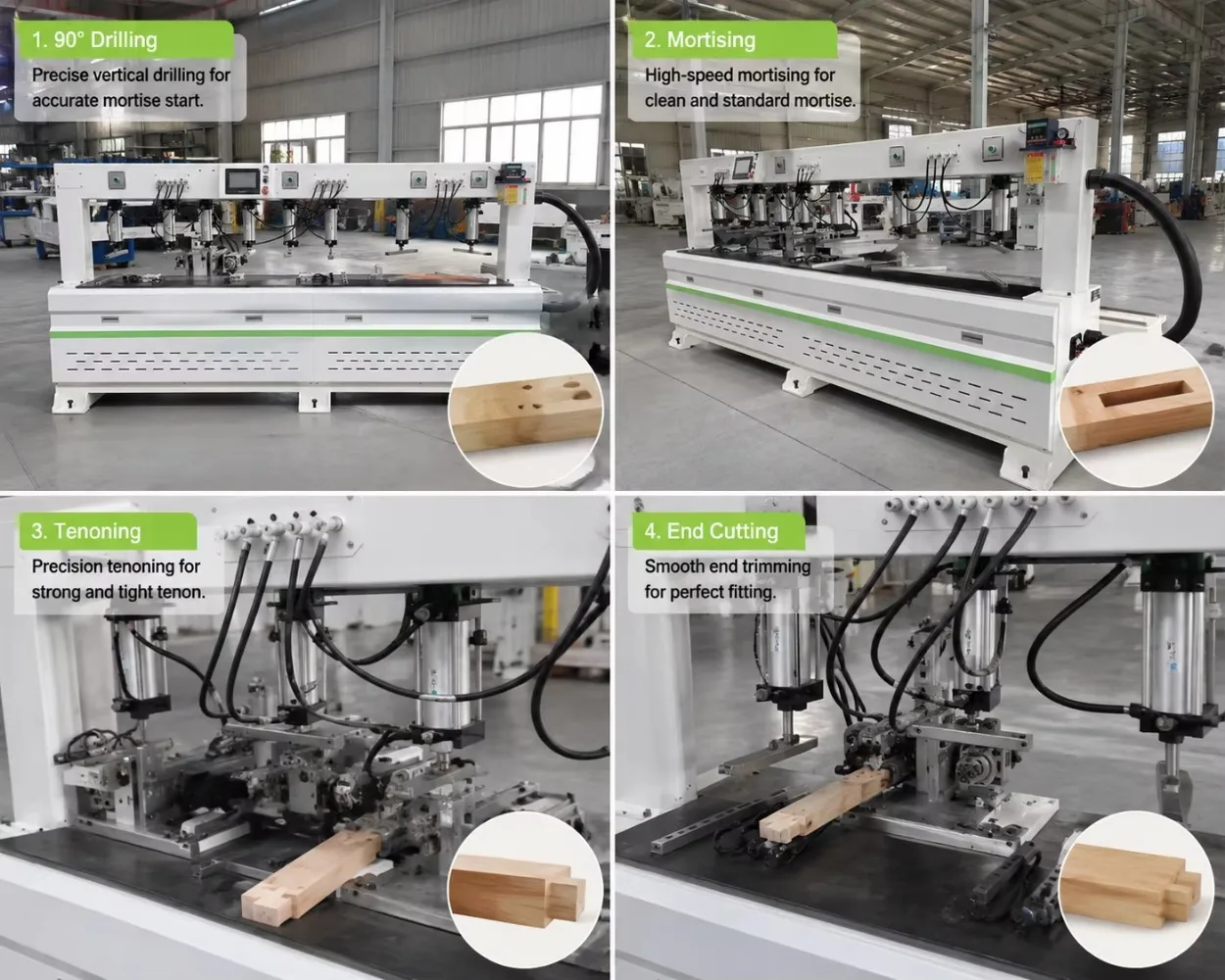 Automatic 4 Process CNC Mortise and Tenon Machine for Solid Wood Furniture Door Frame Chair Table Woodworking Machinery
