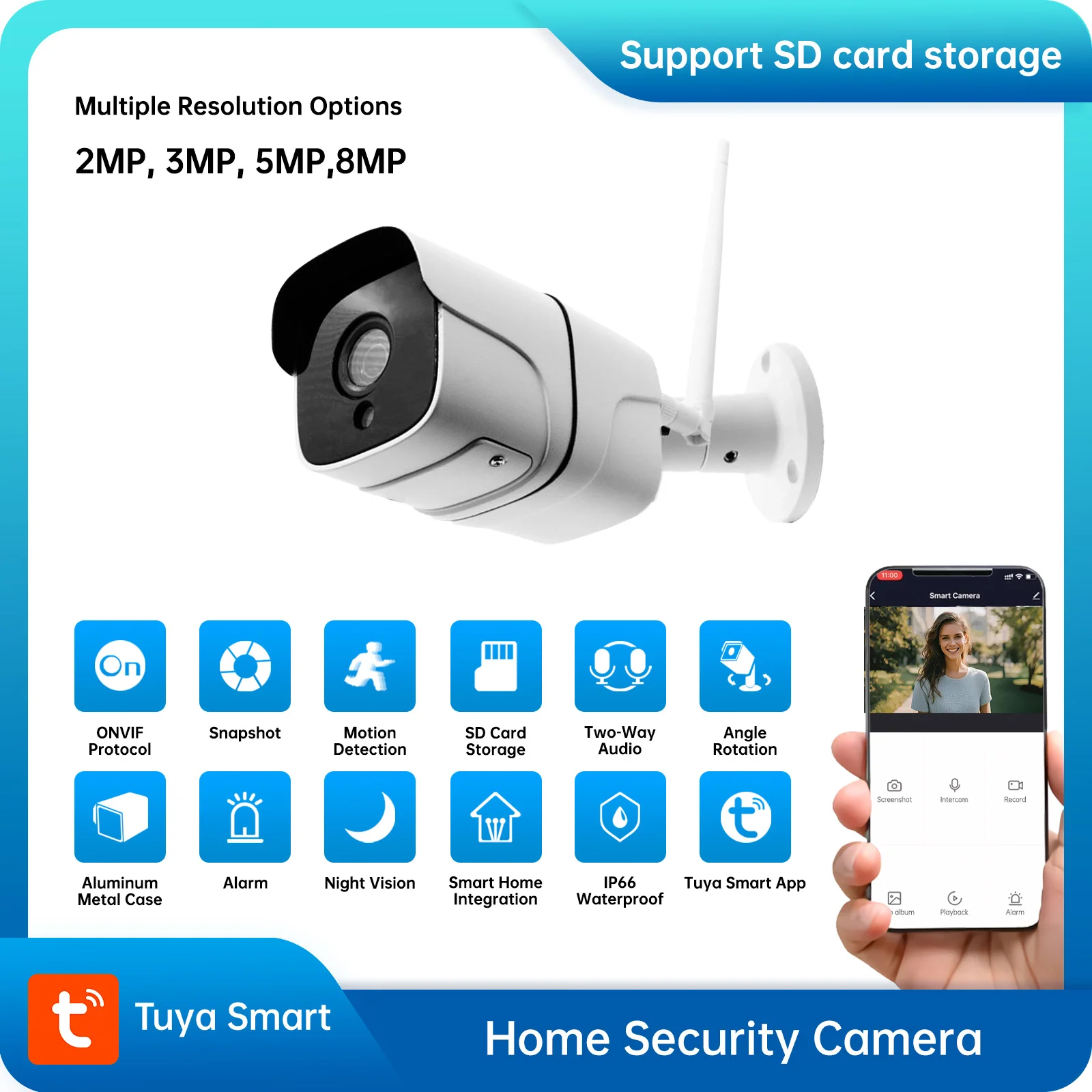 

AN 3MP Outdoor WiFi Camera with APP Control Night Vision Waterproof Surveillance Camera for Smart Home Use